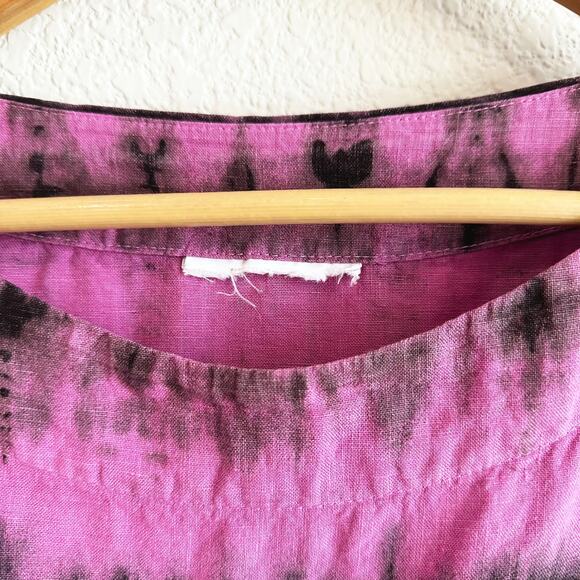 Bryn Walker Tie Dye Linen Top L/XL? Oversized Lagenlook Bohemian Hippie Festival - Picture 3 of 8